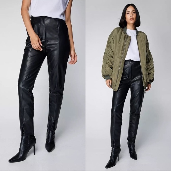 Nasty Gal Pants - NWT NASTY GAL Vegan Split Front Faux Leather Pants Sz 4